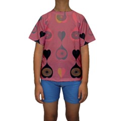 Heart Love Fan Circle Pink Blue Black Orange Kids  Short Sleeve Swimwear by Alisyart