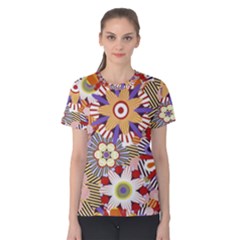 Flower Floral Sunflower Rainbow Frame Women s Cotton Tee