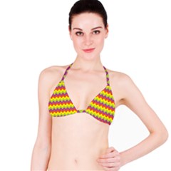 Colorful Zigzag Stripes Background Bikini Top by Simbadda