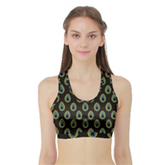 Peacock Inspired Background Sports Bra With Border by Simbadda