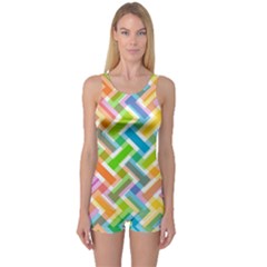 Abstract Pattern Colorful Wallpaper One Piece Boyleg Swimsuit by Simbadda