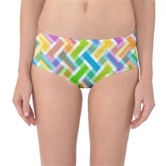 Abstract Pattern Colorful Wallpaper Mid-waist Bikini Bottoms by Simbadda