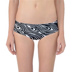 Digitally Created Peacock Feather Pattern In Black And White Classic Bikini Bottoms by Simbadda
