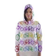 Rainbow Colors Bright Colorful Bicycles Wallpaper Background Hooded Wind Breaker (women) by Simbadda