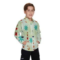 Vintage Seamless Nautical Wallpaper Pattern Wind Breaker (kids) by Simbadda