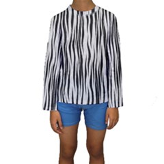 Black White Seamless Fur Pattern Kids  Long Sleeve Swimwear by Simbadda