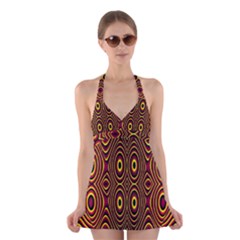 Vibrant Pattern Halter Swimsuit Dress by Simbadda