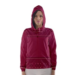 Heart Pattern Background In Dark Pink Hooded Wind Breaker (women) by Simbadda