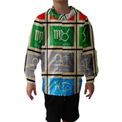 Set Of The Twelve Signs Of The Zodiac Astrology Birth Symbols Hooded Wind Breaker (kids) by Amaryn4rt