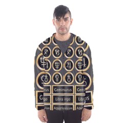 Black And Gold Buttons And Bars Depicting The Signs Of The Astrology Symbols Hooded Wind Breaker (men) by Amaryn4rt