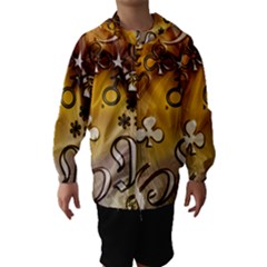 Symbols On Gradient Background Embossed Hooded Wind Breaker (kids) by Amaryn4rt