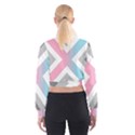 Flag X Blue Pink Grey White Chevron Women s Cropped Sweatshirt View2