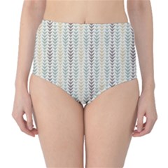 Leaf Triangle Grey Blue Gold Line Frame High-waist Bikini Bottoms by Alisyart