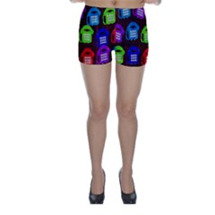 Grunge Telephone Background Pattern Skinny Shorts by Amaryn4rt