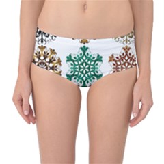 A Set Of 9 Nine Snowflakes On White Mid-waist Bikini Bottoms by Amaryn4rt