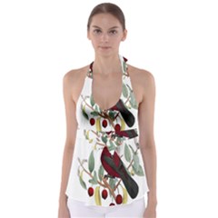 Bird On Branch Illustration Babydoll Tankini Top by Amaryn4rt
