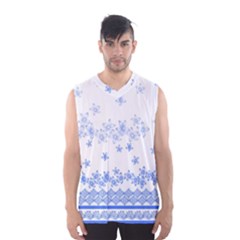 Blue And White Floral Background Men s Basketball Tank Top