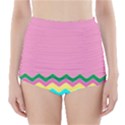 Easter Chevron Pattern Stripes High-Waisted Bikini Bottoms View1