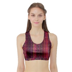 Colorful And Glowing Pixelated Pixel Pattern Sports Bra With Border by Amaryn4rt