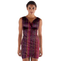 Colorful And Glowing Pixelated Pixel Pattern Wrap Front Bodycon Dress by Amaryn4rt