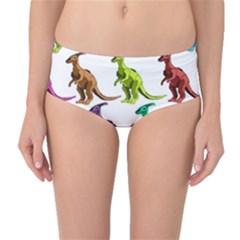 Multicolor Dinosaur Background Mid-waist Bikini Bottoms by Amaryn4rt