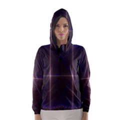 Color Fractal Symmetric Blue Circle Hooded Wind Breaker (women) by Amaryn4rt