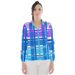 Gingham Pattern Blue Purple Shades Sheath Wind Breaker (women) by Alisyart