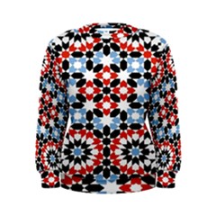 Oriental Star Plaid Triangle Red Black Blue White Women s Sweatshirt by Alisyart