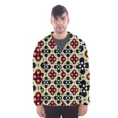 Seamless Floral Flower Star Red Black Grey Hooded Wind Breaker (men) by Alisyart