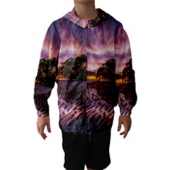 Landscape Reflection Waves Ripples Hooded Wind Breaker (kids) by Amaryn4rt