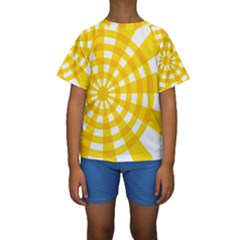 Weaving Hole Yellow Circle Kids  Short Sleeve Swimwear by Alisyart