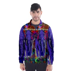 Abstract Elephant With Butterfly Ears Colorful Galaxy Wind Breaker (men) by EDDArt