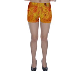 Bright Yellow Autumn Leaves Skinny Shorts by Amaryn4rt