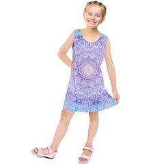 India Mehndi Style Mandala   Cyan Lilac Kids  Tunic Dress by EDDArt