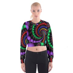 Fractal Background With High Quality Spiral Of Balls On Black Women s Cropped Sweatshirt by Amaryn4rt