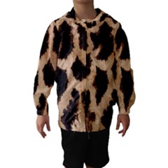 Yellow And Brown Spots On Giraffe Skin Texture Hooded Wind Breaker (kids) by Amaryn4rt