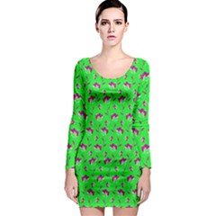 Floral Pattern Long Sleeve Bodycon Dress by Valentinaart