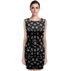 Dark Ditsy Floral Pattern Classic Sleeveless Midi Dress by dflcprintsclothing