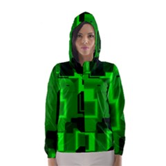 Green Cyber Glow Pattern Hooded Wind Breaker (women) by Simbadda