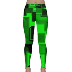 Green Cyber Glow Pattern Classic Yoga Leggings by Simbadda