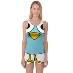 Bird Big Eyes Blue One Piece Boyleg Swimsuit by Alisyart