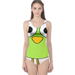Bird Big Eyes Green One Piece Swimsuit by Alisyart