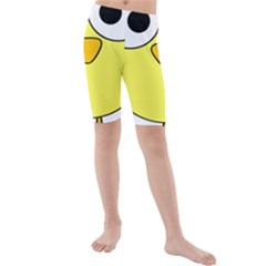 Bird Big Eyes Yellow Green Kids  Mid Length Swim Shorts by Alisyart