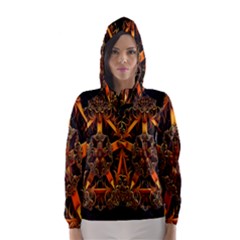 3d Fractal Jewel Gold Images Hooded Wind Breaker (women) by Simbadda