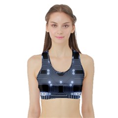 A Completely Seamless Tile Able Techy Circuit Background Sports Bra With Border by Simbadda