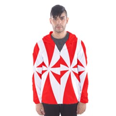 Candy Red White Peppermint Pinwheel Red White Hooded Wind Breaker (men) by Alisyart