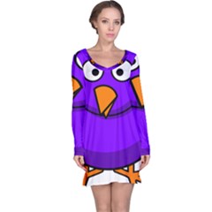 Cartoon Bird Purple Long Sleeve Nightdress by Alisyart