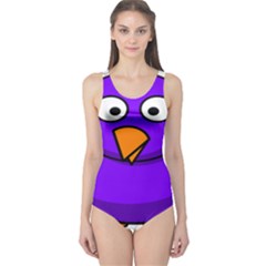 Cartoon Bird Purple One Piece Swimsuit by Alisyart