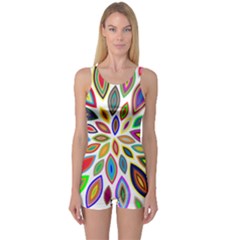 Chromatic Flower Petals Rainbow One Piece Boyleg Swimsuit by Alisyart