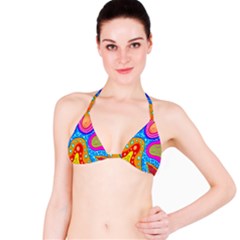 Hand Painted Digital Doodle Abstract Pattern Bikini Top by Simbadda